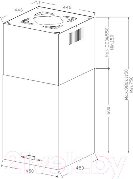 Изображение товара Вытяжка коробчатая Korting KHA 45970 W Cube