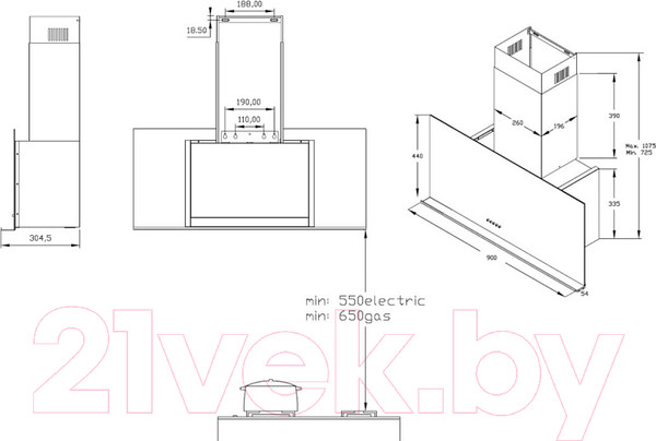 Изображение товара Вытяжка коробчатая Korting KHC 95330 GN