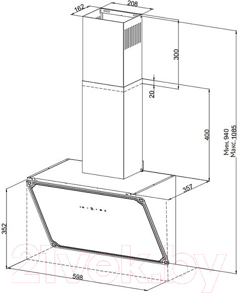 Изображение товара Вытяжка наклонная Korting KHC 69059 RGB