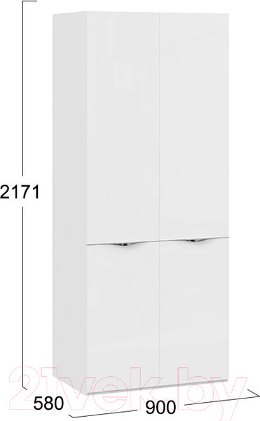 Изображение товара Шкаф ТриЯ Глосс с 2 дверями со стеклом СМ-319.07.211 (белый глянец/стекло)