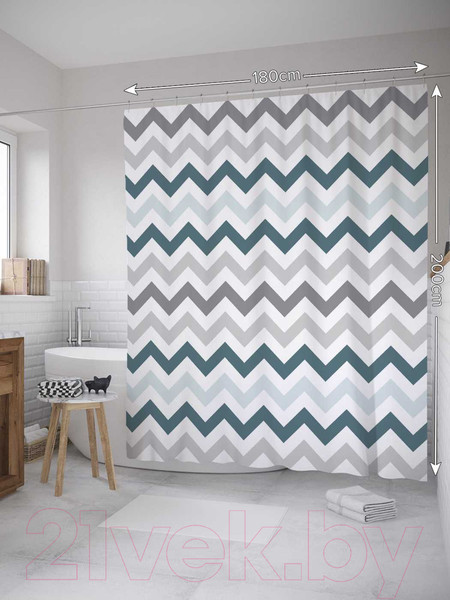 Изображение товара Шторка-занавеска для ванны JoyArty Серость зигзагов / sc_8048