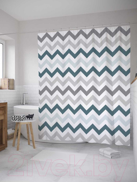 Изображение товара Шторка-занавеска для ванны JoyArty Серость зигзагов / sc_8048