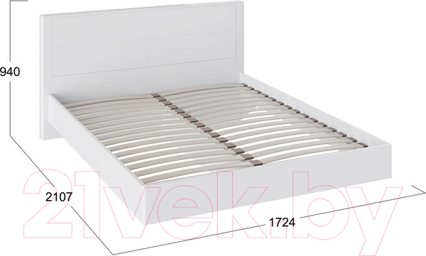 Изображение товара Двуспальная кровать ТриЯ Наоми СМ-208.01.01 160x200 (белый глянец)