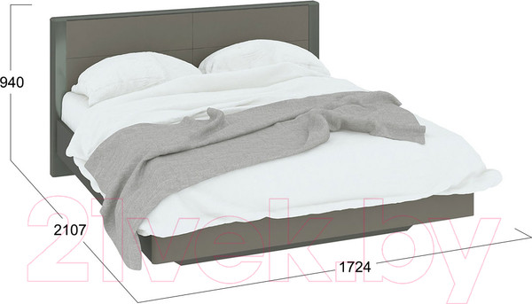 Изображение товара Двуспальная кровать ТриЯ Наоми СМ-208.01.01 160x200 (серый/джут)