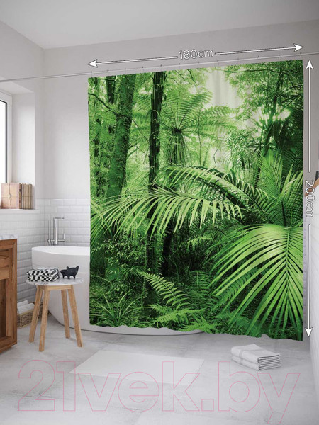 Изображение товара Шторка-занавеска для ванны JoyArty Лесной папоротник / sc_16278