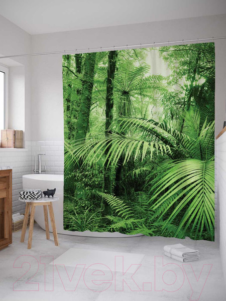 Изображение товара Шторка-занавеска для ванны JoyArty Лесной папоротник / sc_16278