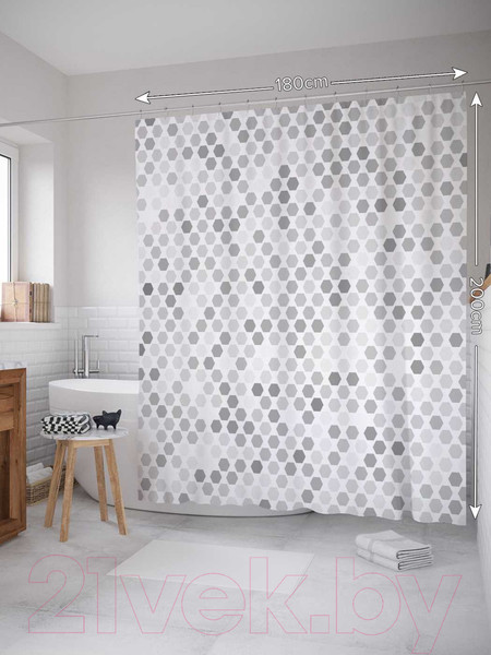 Изображение товара Шторка-занавеска для ванны JoyArty Появление кругов / sc_21093
