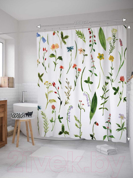 Изображение товара Шторка-занавеска для ванны JoyArty Редкие цветы / sc_14556