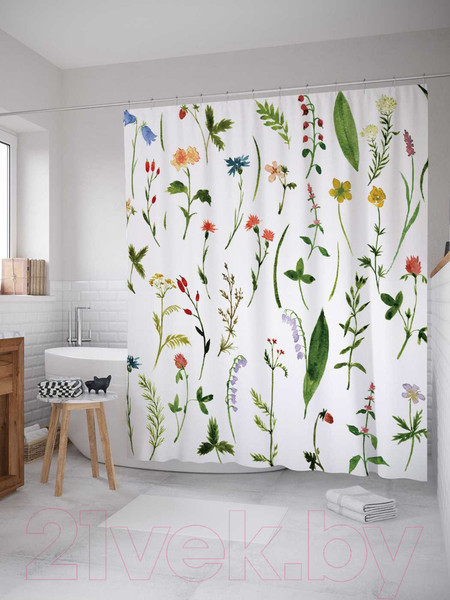 Изображение товара Шторка-занавеска для ванны JoyArty Редкие цветы / sc_14556
