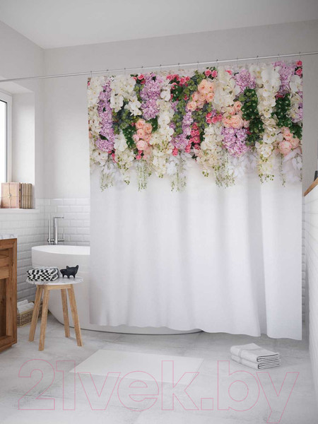 Изображение товара Шторка-занавеска для ванны JoyArty Весенняя сирень / sc_76517630