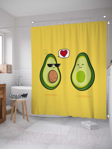 Изображение товара Шторка-занавеска для ванны JoyArty Влюбленные авокадо / sc_91961