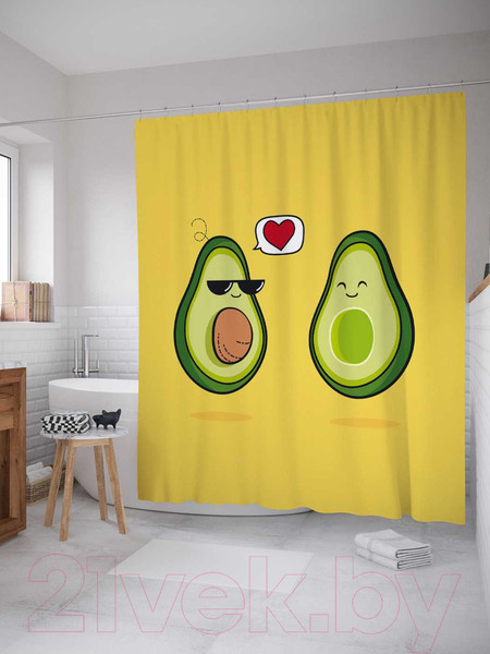 Изображение товара Шторка-занавеска для ванны JoyArty Влюбленные авокадо / sc_91961