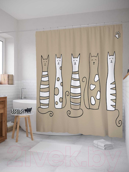 Изображение товара Шторка-занавеска для ванны JoyArty Добрые коты / sc_15556