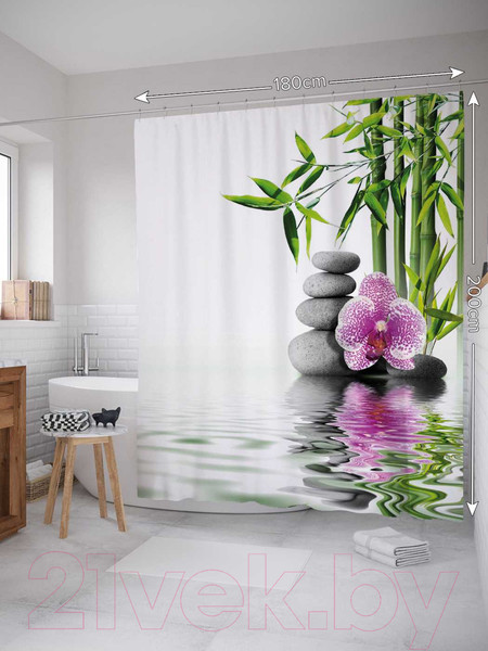 Изображение товара Шторка-занавеска для ванны JoyArty Лечение камнями / sc_18949