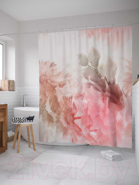 Изображение товара Шторка-занавеска для ванны JoyArty Цветочный туман / sc_17043