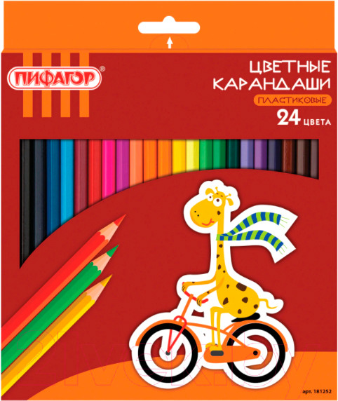 Изображение товара Набор цветных карандашей Пифагор Жираф / 181252 (24шт)