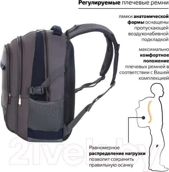Изображение товара Рюкзак Brauberg MainStream 1 / 224445 (серо-синий)