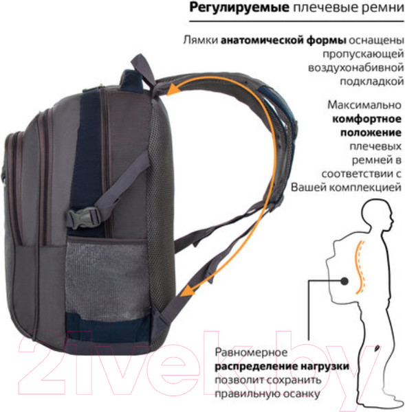 Изображение товара Рюкзак Brauberg MainStream 2 / 224446 (серо-синий)