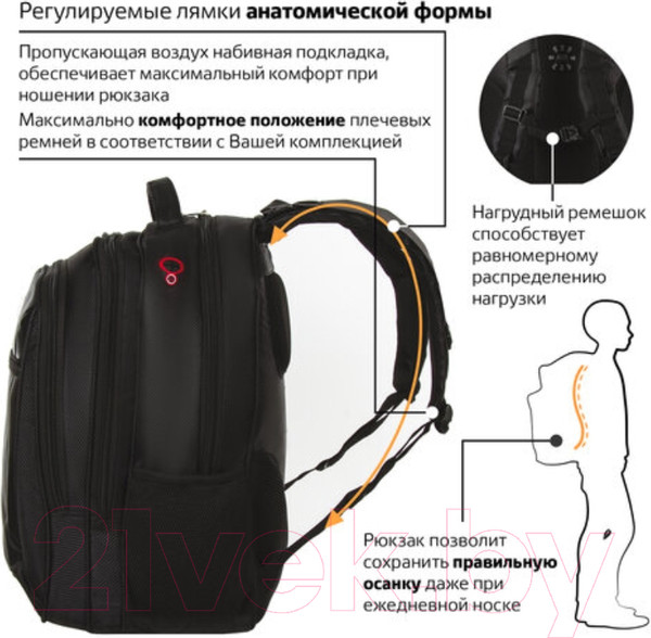Изображение товара Рюкзак Brauberg Relax 3 / 224455 (черный)