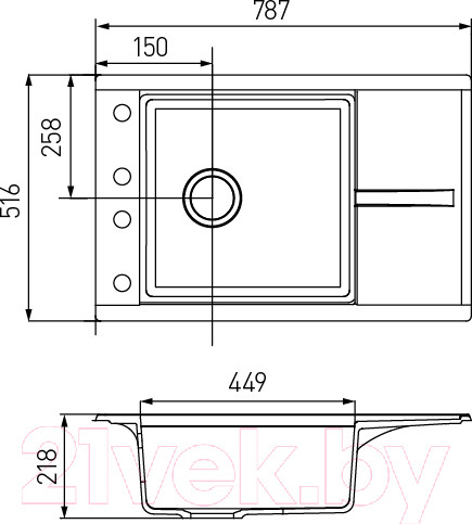 Изображение товара Мойка кухонная Акватон Делия 78 (1A715132DE290)
