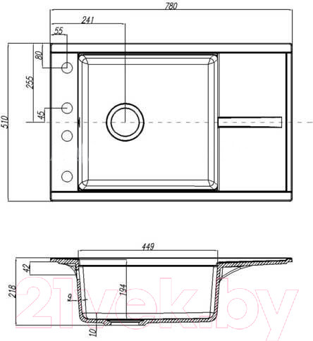 Изображение товара Мойка кухонная Акватон Делия 78 (1A715132DE250)
