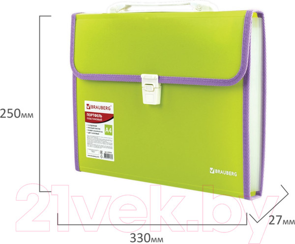 Изображение товара Папка-портфель Brauberg Joy / 227974 (салатовый)