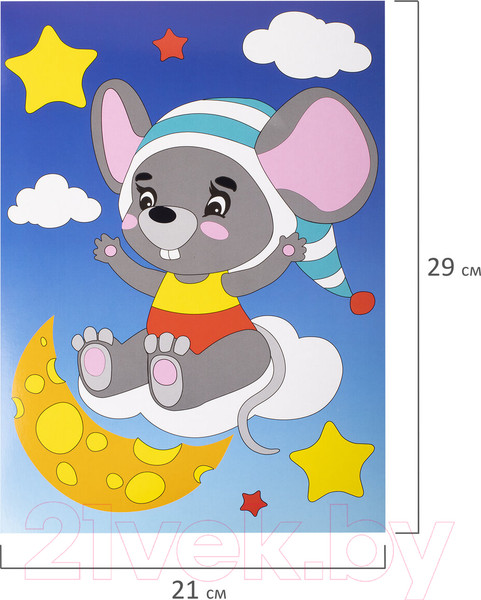 Изображение товара Набор для творчества Юнландия Аппликация из мягкого пластика Eva. Мышонок / 662357