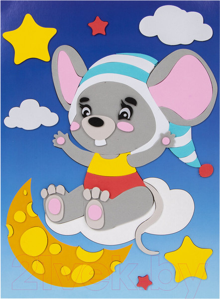 Изображение товара Набор для творчества Юнландия Аппликация из мягкого пластика Eva. Мышонок / 662357