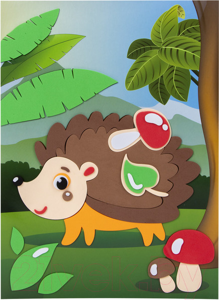 Изображение товара Набор для творчества Юнландия Аппликация из мягкого пластика Eva. Ежик / 662358