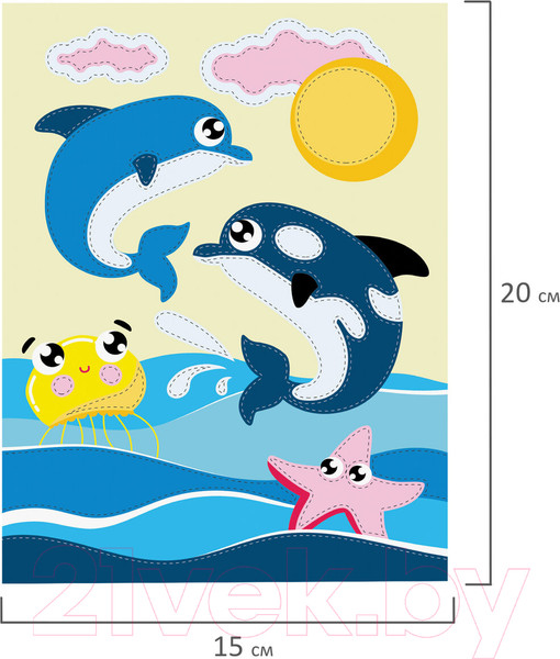 Изображение товара Набор для творчества Юнландия Аппликация из фольги. Дельфинчики / 662379