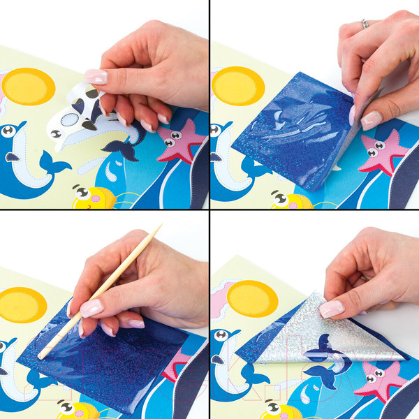 Изображение товара Набор для творчества Юнландия Аппликация из фольги. Дельфинчики / 662379