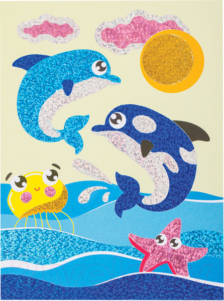 Изображение товара Набор для творчества Юнландия Аппликация из фольги. Дельфинчики / 662379