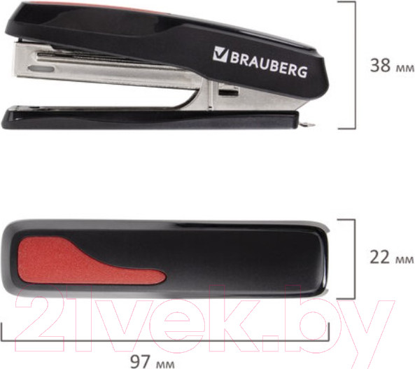 Изображение товара Степлер Brauberg Extra / 229079 (черный/красный)