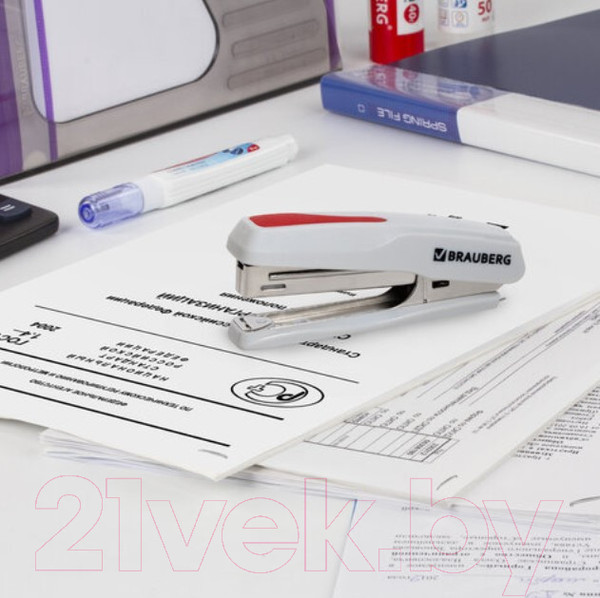 Изображение товара Степлер Brauberg Extra / 229082 (серый/красный)