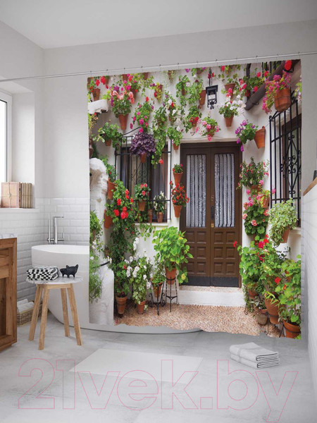 Изображение товара Шторка-занавеска для ванны JoyArty Цветочная выставка / sc_908