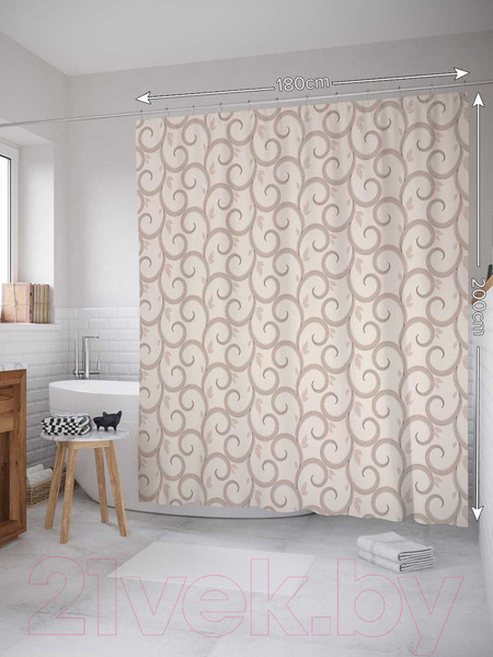 Изображение товара Шторка-занавеска для ванны JoyArty Завитки обычные / sc_13527