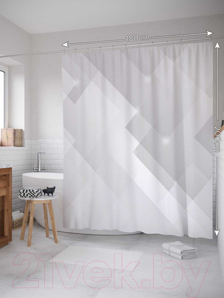 Изображение товара Шторка-занавеска для ванны JoyArty Серые формы / sc_20872