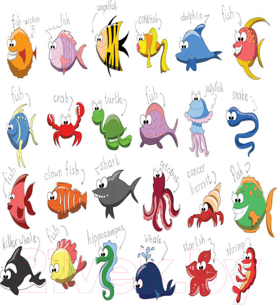 Изображение товара Шторка-занавеска для ванны JoyArty Морские обитатели / sc_9062