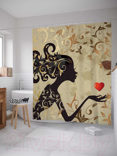 Изображение товара Шторка-занавеска для ванны JoyArty Влюбленная фея / sc_2515
