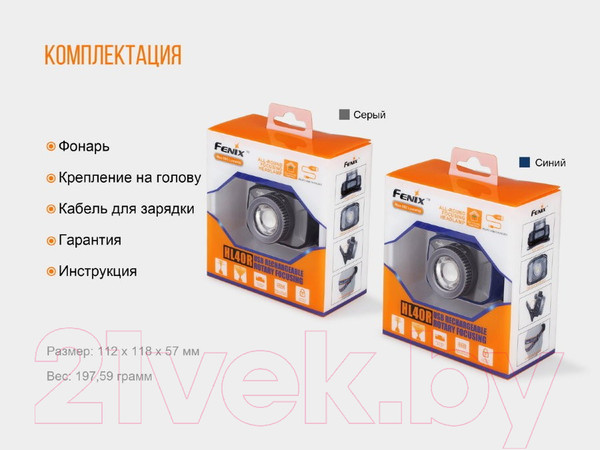 Изображение товара Фонарь Fenix Light HL40RGY (серый)