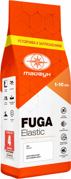 Изображение товара Фуга цементная Тайфун Elastic 001 (2кг, белый)