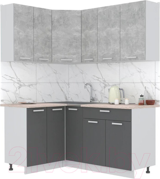 Изображение товара Кухонный гарнитур Интерлиния Мила Лайт 1.2x1.7 (бетон/антрацит/травертин)