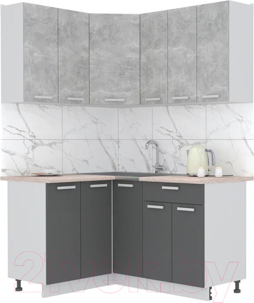 Изображение товара Кухонный гарнитур Интерлиния Мила Лайт 1.2x1.5 (бетон/антрацит/травертин)