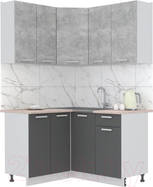 Изображение товара Кухонный гарнитур Интерлиния Мила Лайт 1.2x1.4 (бетон/антрацит/травертин)