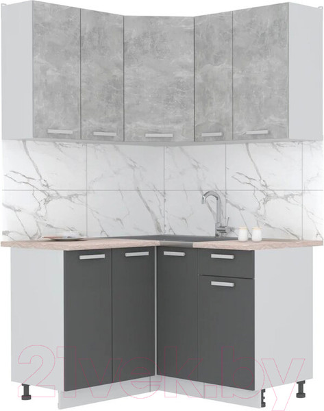 Изображение товара Кухонный гарнитур Интерлиния Мила Лайт 1.2x1.3 (бетон/антрацит/травертин)