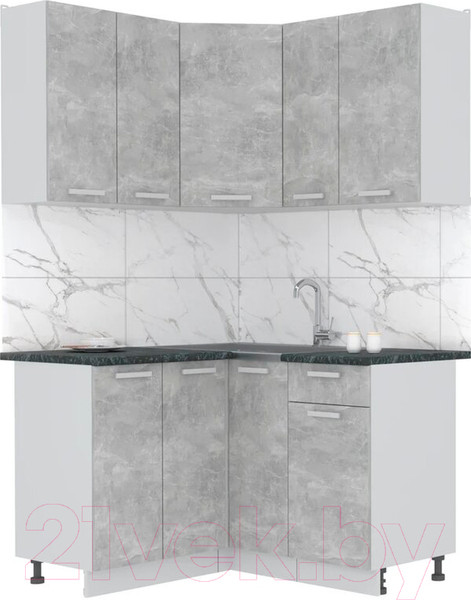 Изображение товара Кухонный гарнитур Интерлиния Мила Лайт 1.2x1.3 (бетон/бетон/кастилло темный)