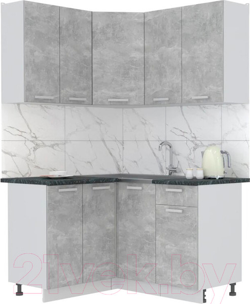 Изображение товара Кухонный гарнитур Интерлиния Мила Лайт 1.2x1.4 (бетон/бетон/кастилло темный)