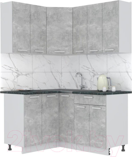 Изображение товара Кухонный гарнитур Интерлиния Мила Лайт 1.2x1.5 (бетон/бетон/кастилло темный)