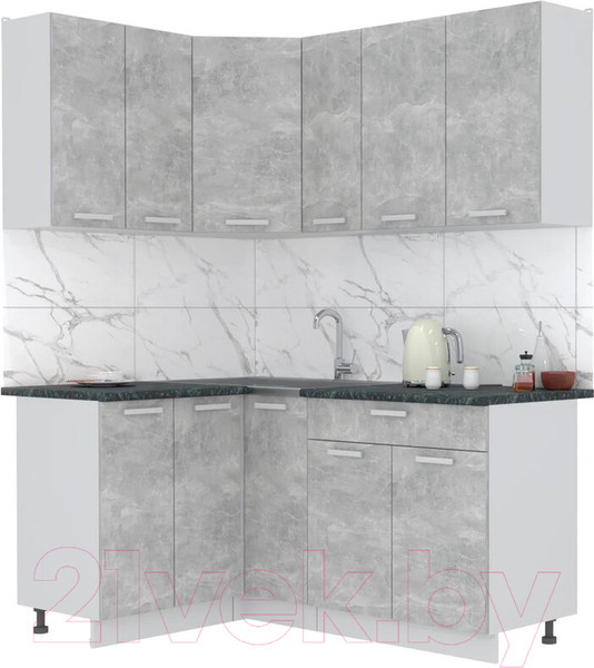 Изображение товара Кухонный гарнитур Интерлиния Мила Лайт 1.2x1.7 (бетон/бетон/кастилло темный)