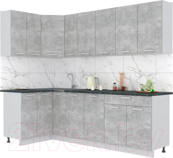 Изображение товара Кухонный гарнитур Интерлиния Мила Лайт 1.2x2.5 (бетон/бетон/кастилло темный)